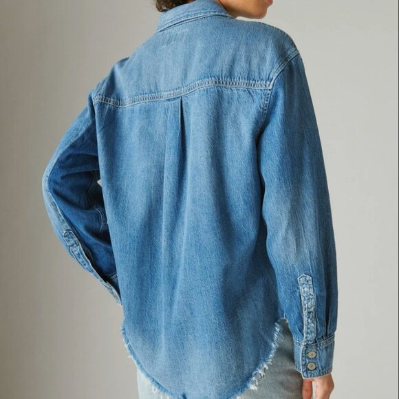 Retro Laura Ashley patchwork distressed denim shirt - RARE - Picture 4 of 16